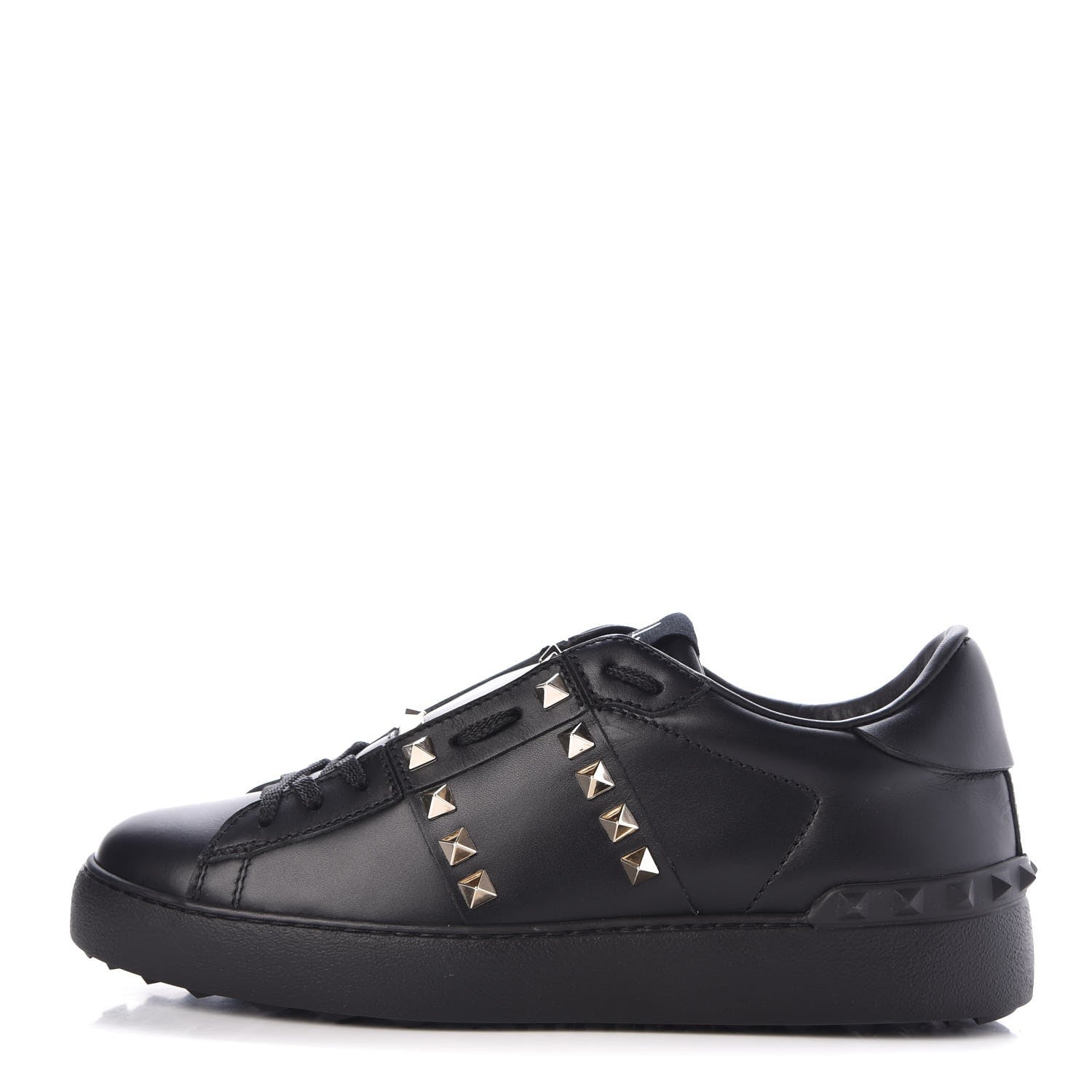Valentino Garavani Calfskin Rockstud Untitled Open Sneakers 37 Black 1 of 9
