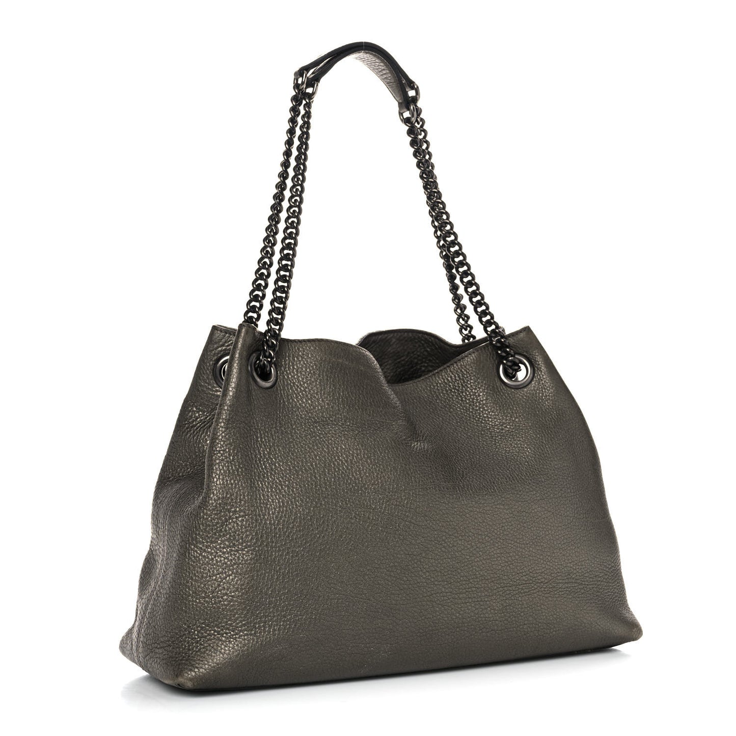 Metallic Pebbled Calfskin Medium Soho Chain Shoulder Bag Sasso