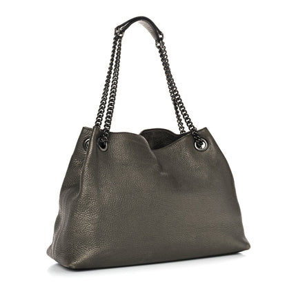 Gucci Metallic Pebbled Calfskin Medium Soho Chain Shoulder Bag Sasso 1 of 36