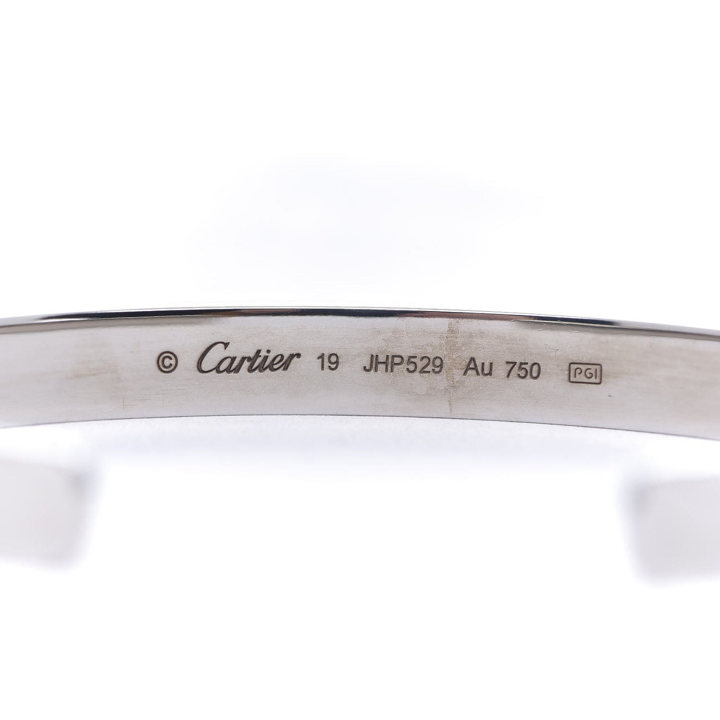 18K White Gold LOVE Cuff Bracelet 19