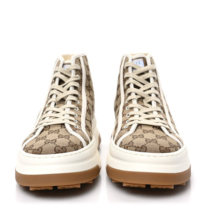 Gucci GG Monogram Mens 1977 Tennis High Top Platform 55mm Sneakers 12 Beige Ebony Mystic White 2 of 6