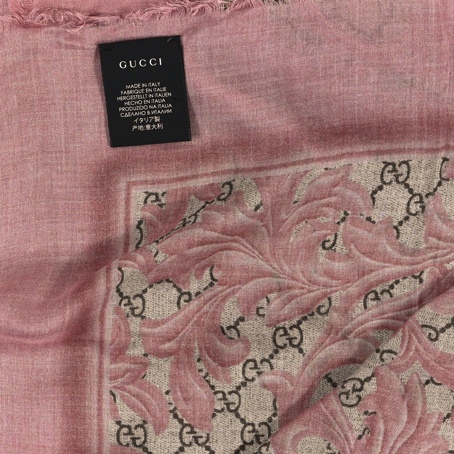 Modal Silk GG Monogram Big Arabesque Shawl Beige Pink