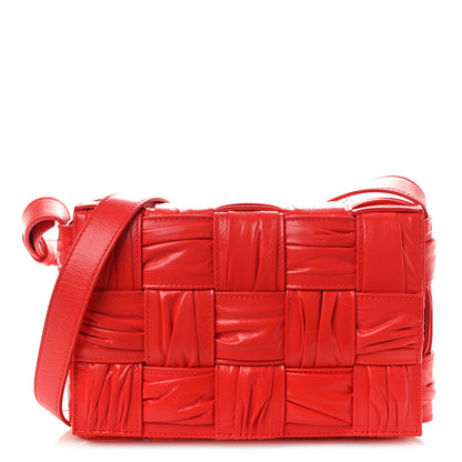Bottega Veneta Calfskin Intreccio Plisse Cassette Crossbody Bag Sunburst 1 of 9