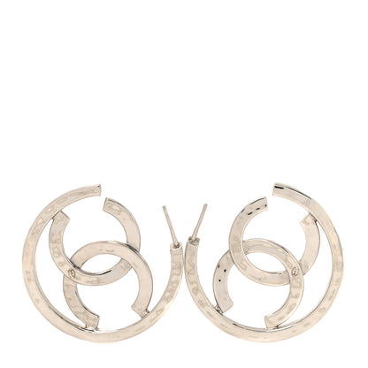 Chanel CC Hoop Earrings Silver 3 of 5