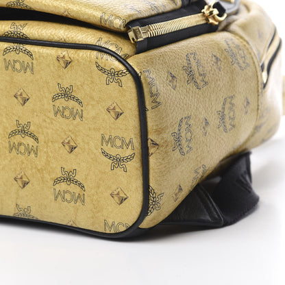 MCM Metallic Visetos Studded Small Dual Stark Backpack Gold 9 of 11
