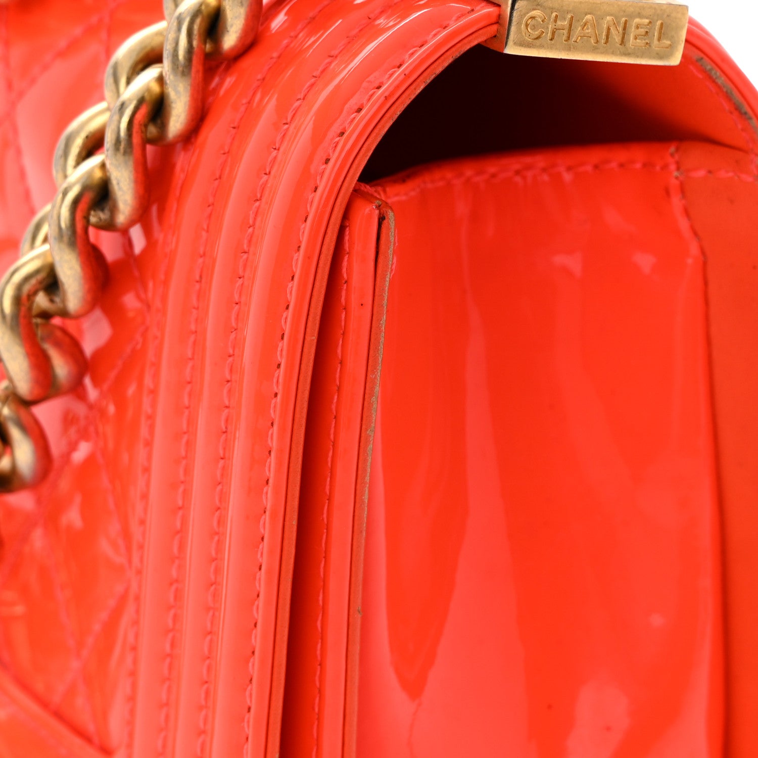 Chanel Patent Calfskin Quilted Small Boy Flap Orange 18 of 25
