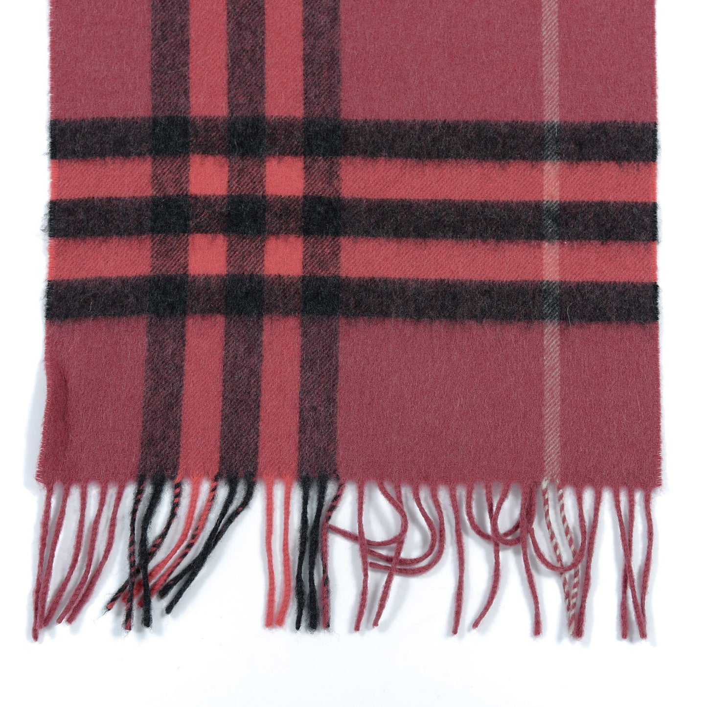 Cashmere Giant Heritage Check Fringe Scarf Rose Pink