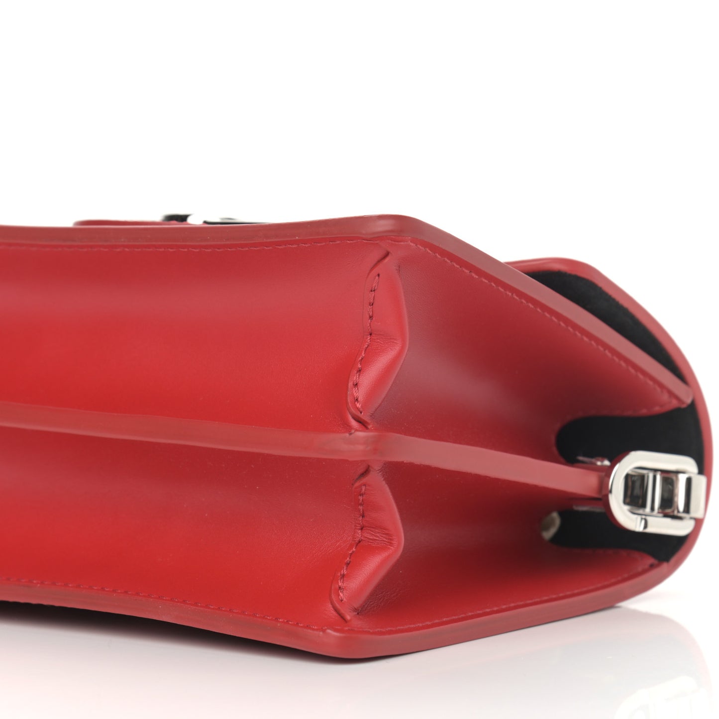 Patent Calfskin Monogram Lace Dauphine Mini Red