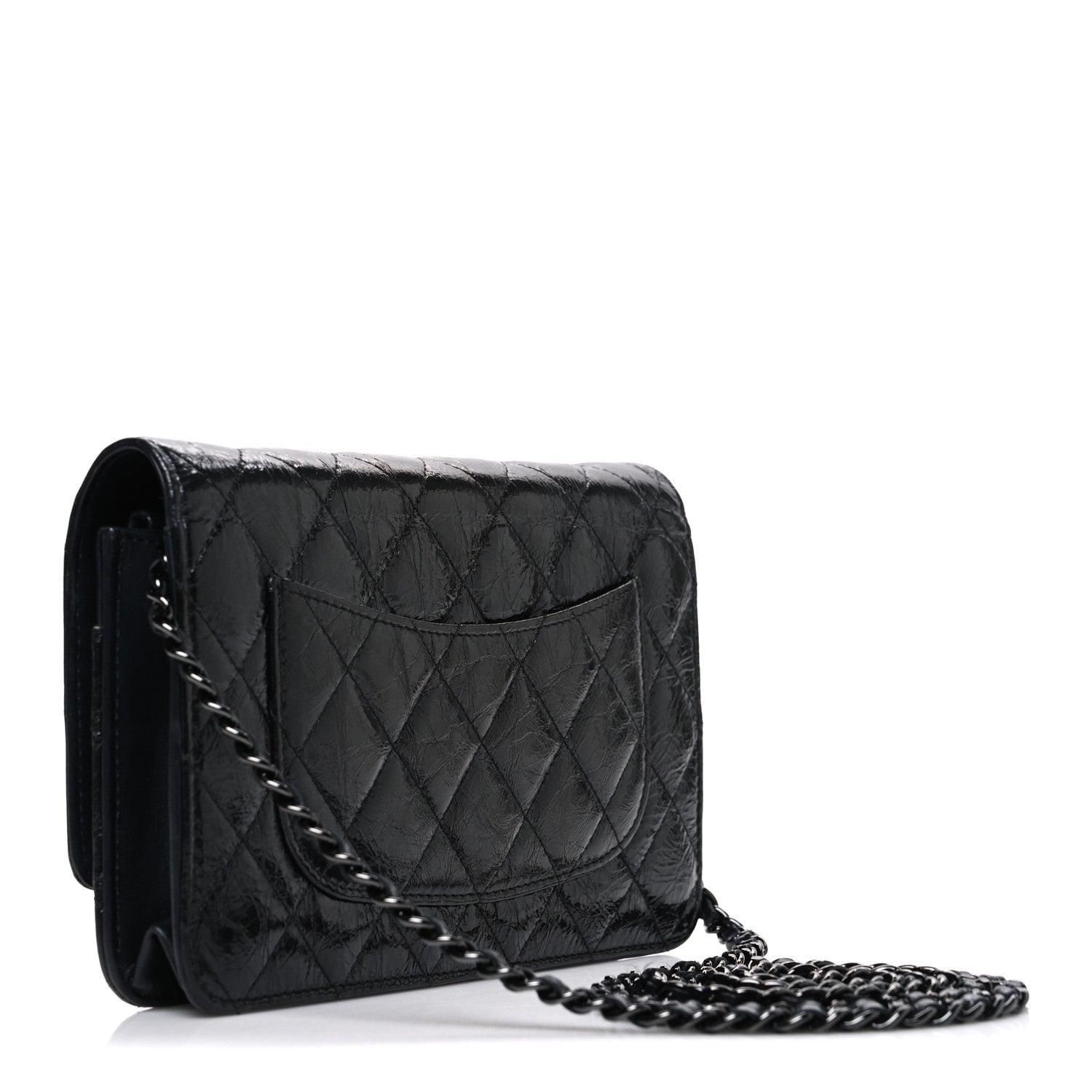 Chanel Glazed Aged Calfskin Reissue Wallet On Chain WOC So Black 3 of 11