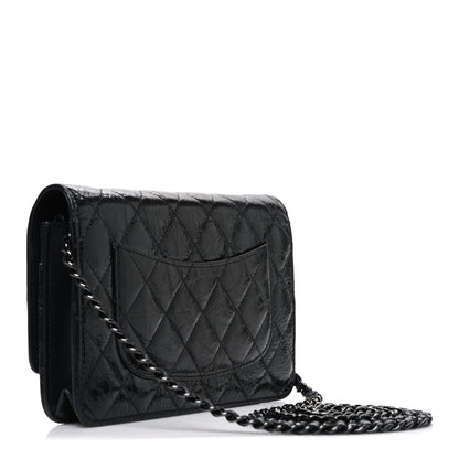 Chanel Glazed Aged Calfskin Reissue Wallet On Chain WOC So Black 3 of 11