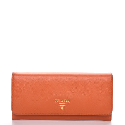 Prada Saffiano Metal Continental Flap Wallet Papaya 1 of 13