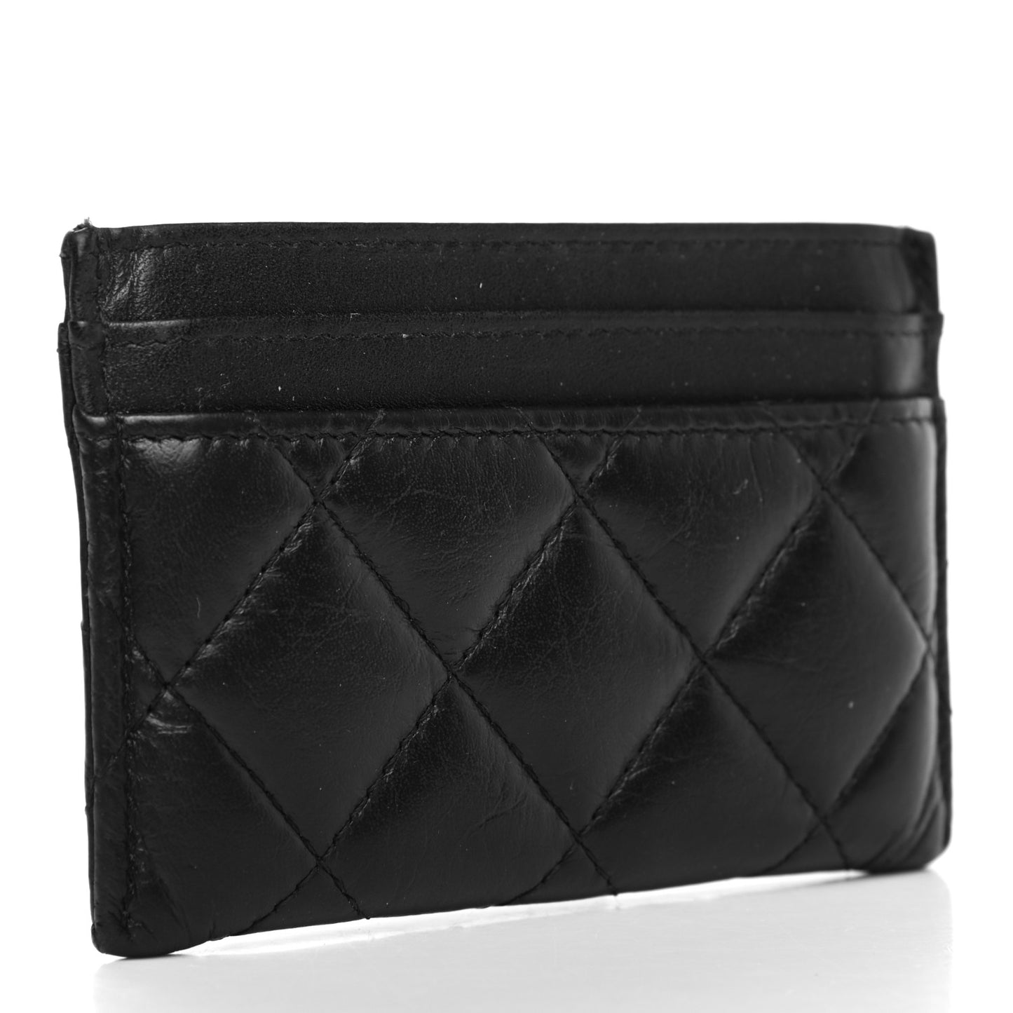 Aged Calfskin Quilted Lucky Charms Reissue Card Holder Black