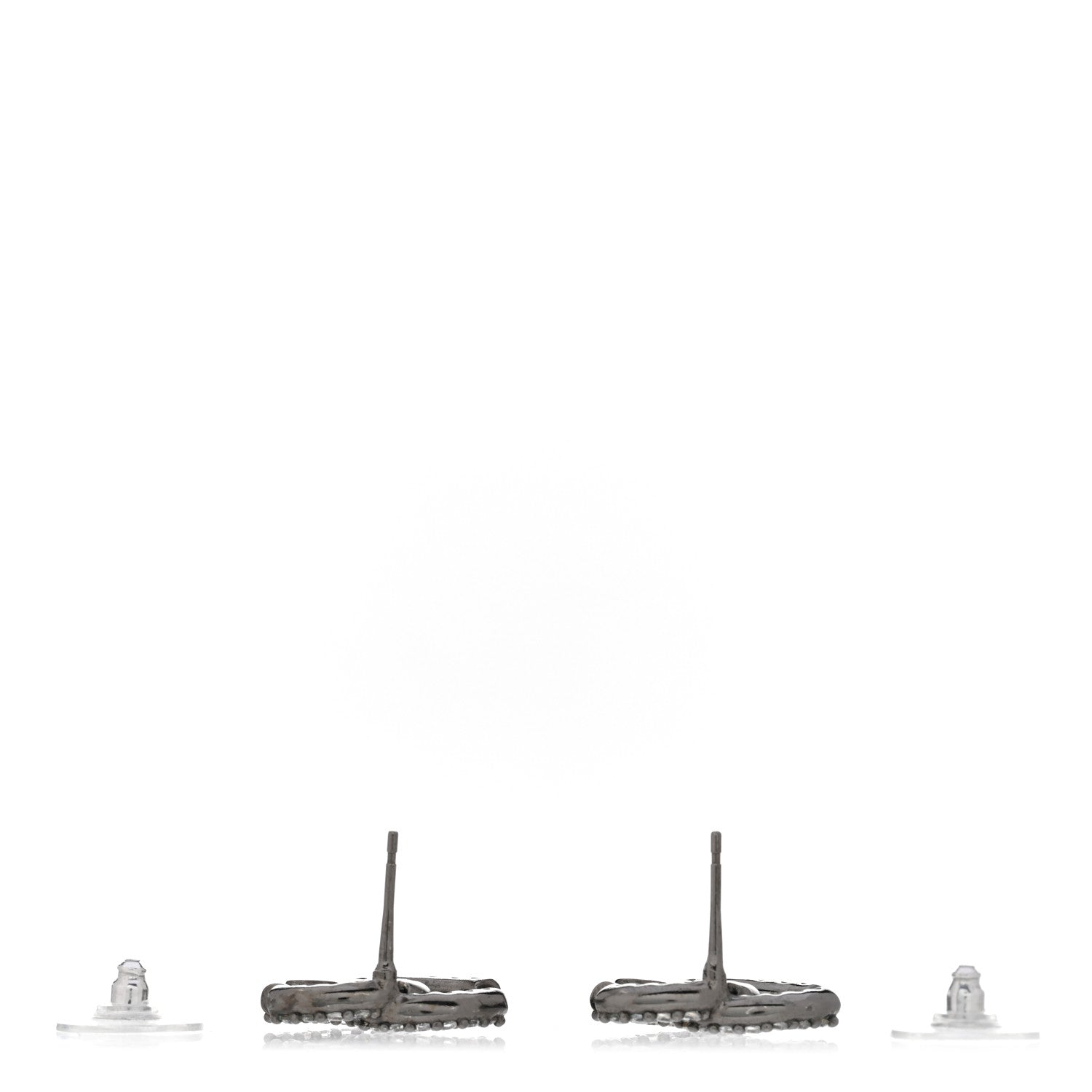 Chanel Ruthenium Crystal CC Earrings Silver 3 of 5