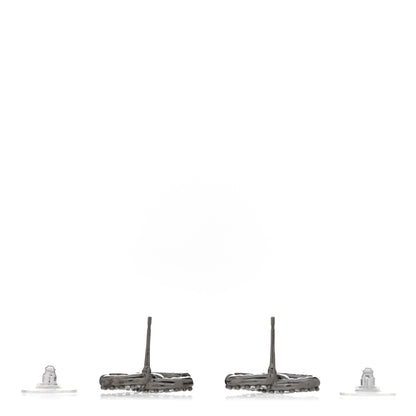 Chanel Ruthenium Crystal CC Earrings Silver 3 of 5