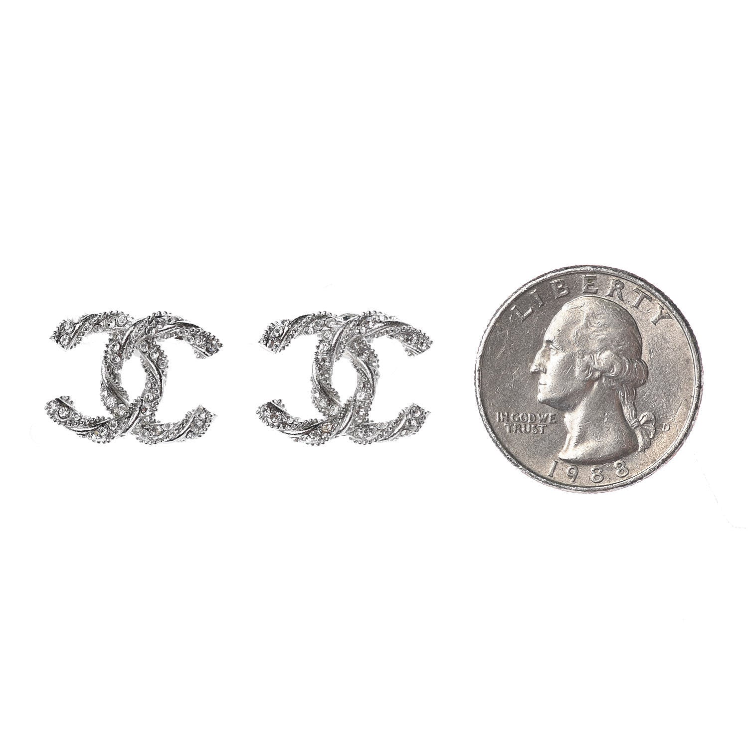 Chanel Crystal CC Twisted Earrings Silver 2 of 4
