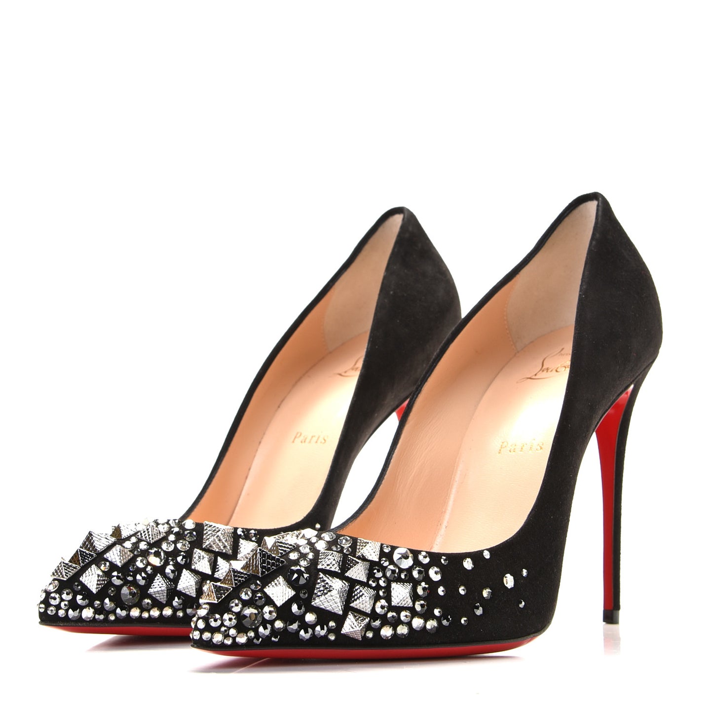 Veau Velours Crystal Studded Keopump 100 Pumps 40.5 Black