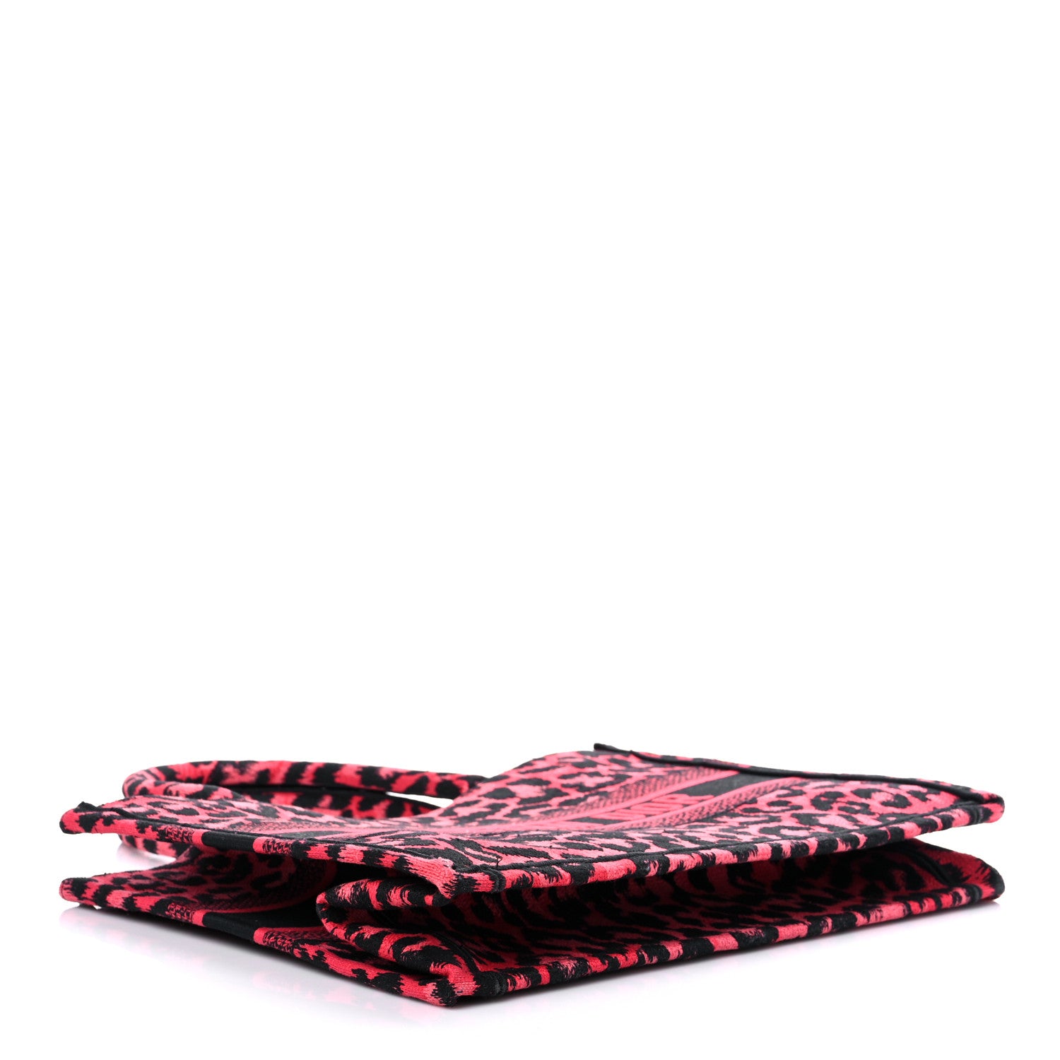 Christian Dior Canvas Mizza Embroidered Medium Leopard Book Tote Fuchsia Multicolor 4 of 9