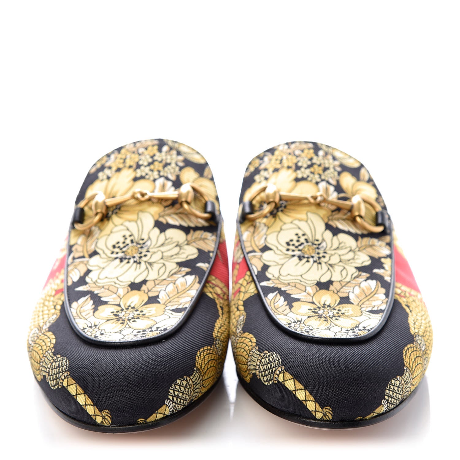 Gucci Twill Flora Womens Princetown Slippers 38 Red Black 2 of 11