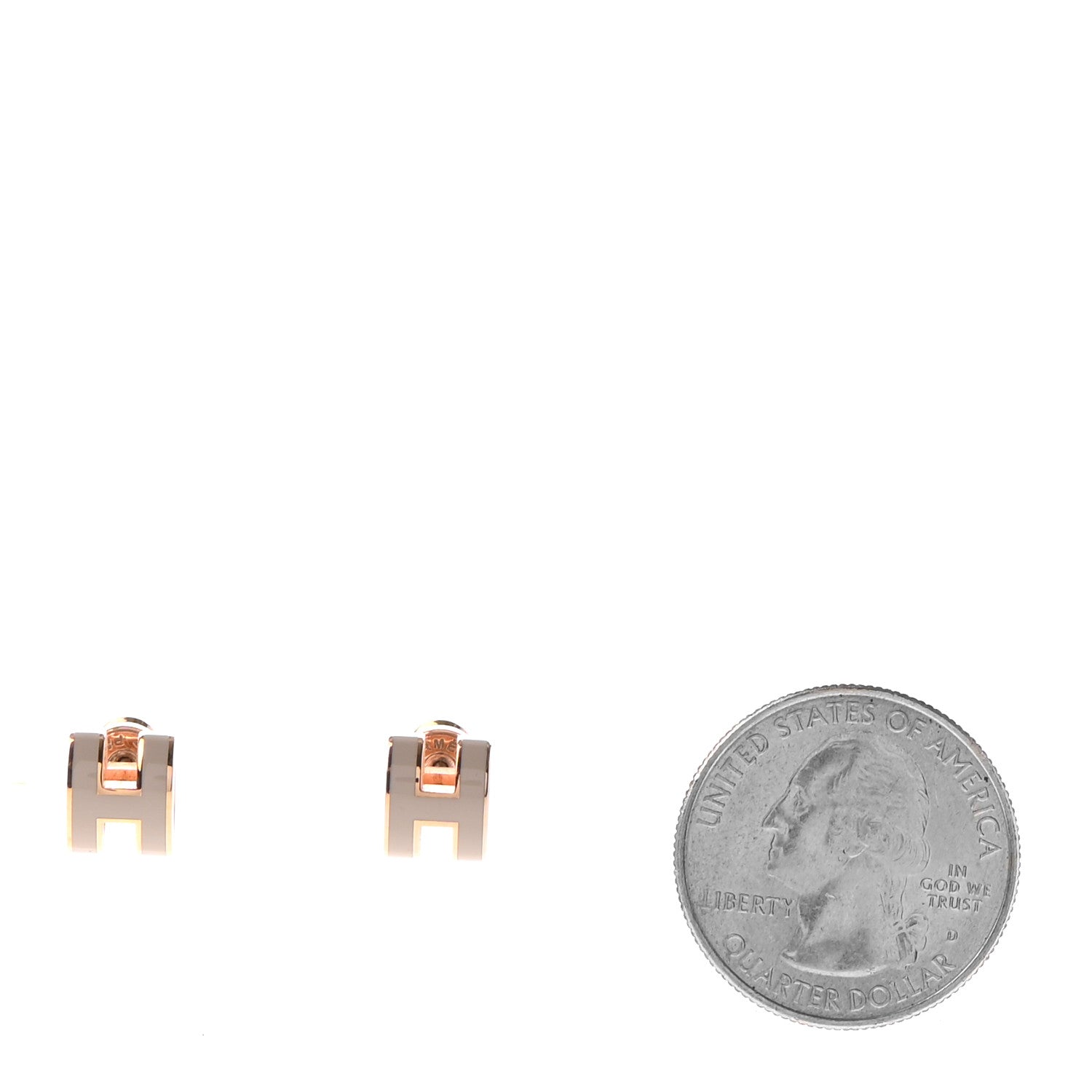 Hermes Rose Gold Lacquered Mini Pop H Earrings Marron Glace 2 of 6