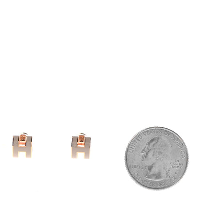 Hermes Rose Gold Lacquered Mini Pop H Earrings Marron Glace 2 of 6