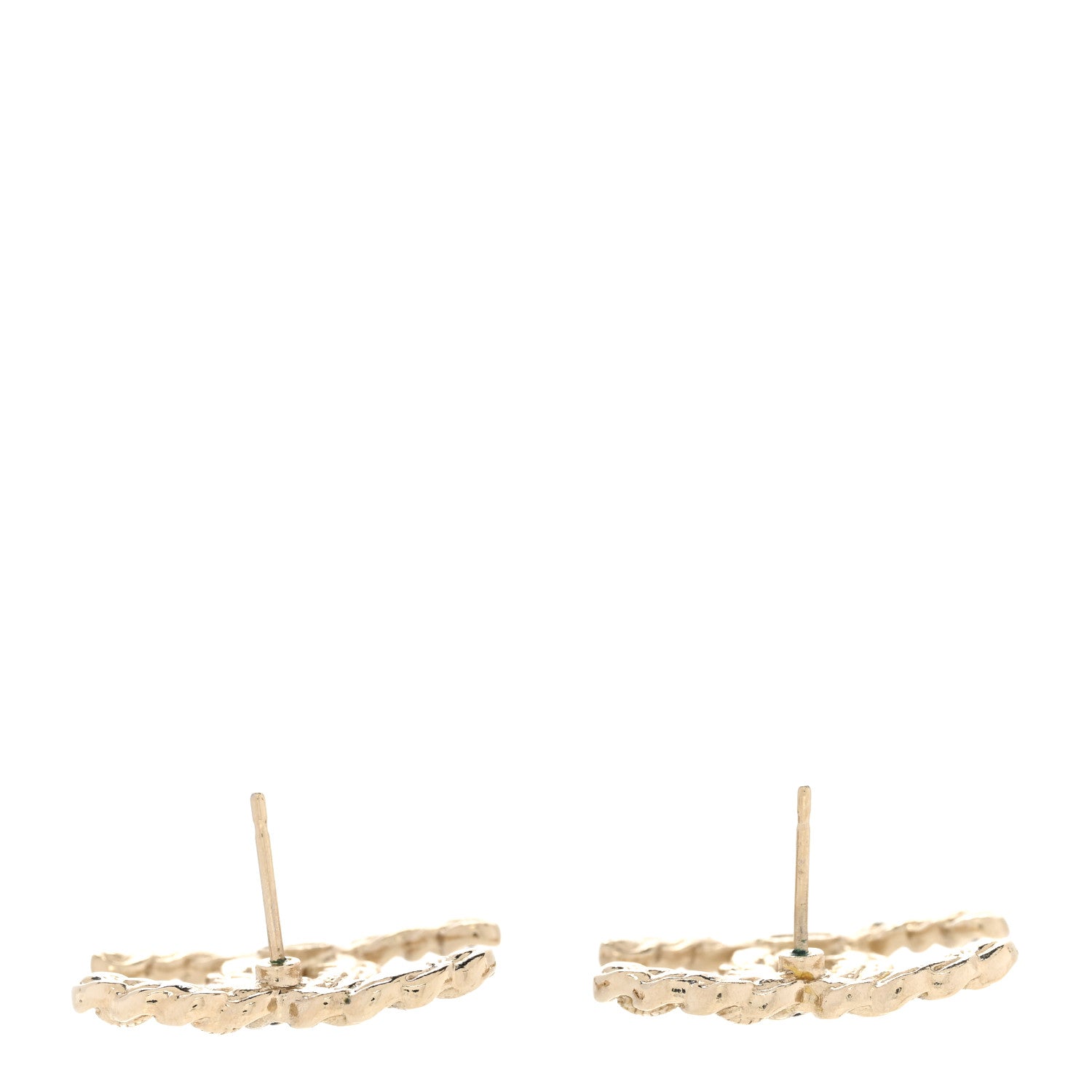 Chanel Enamel Metal Chain French New Wave CC Earrings Black Gold 3 of 5