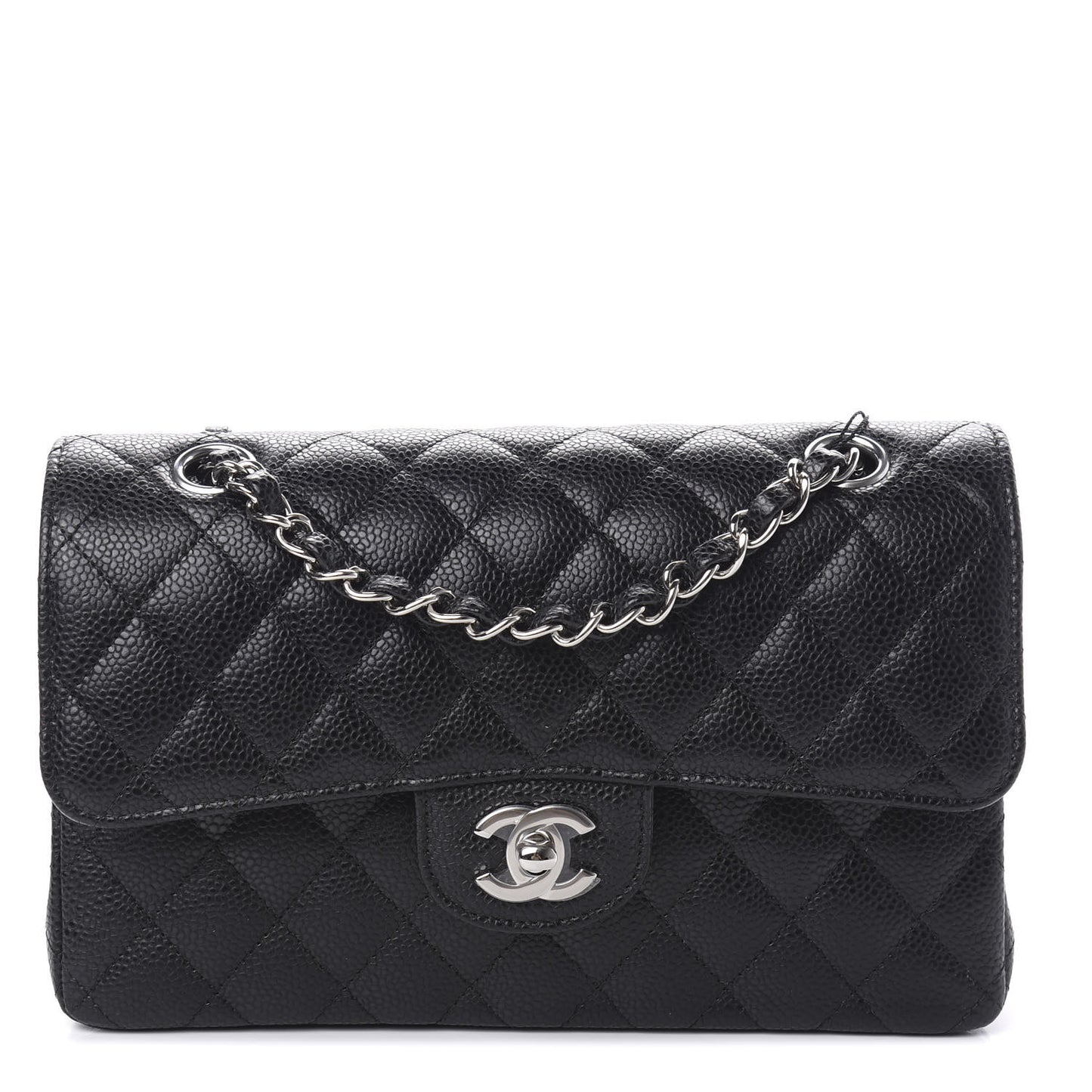 Caviar Quilted Small Double Flap Black