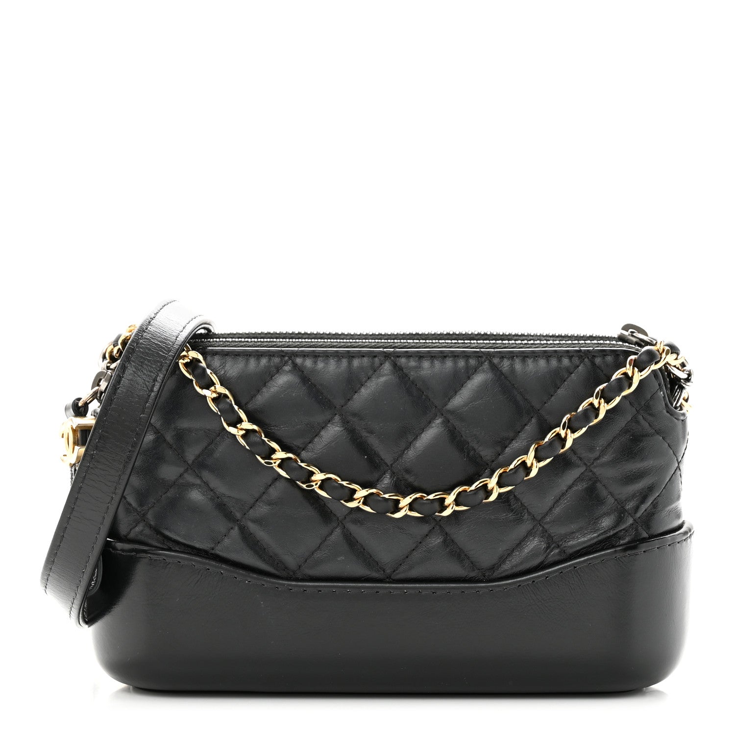 Chanel Aged Calfskin Quilted Small Gabrielle Clutch With Chain Black 1 of 13