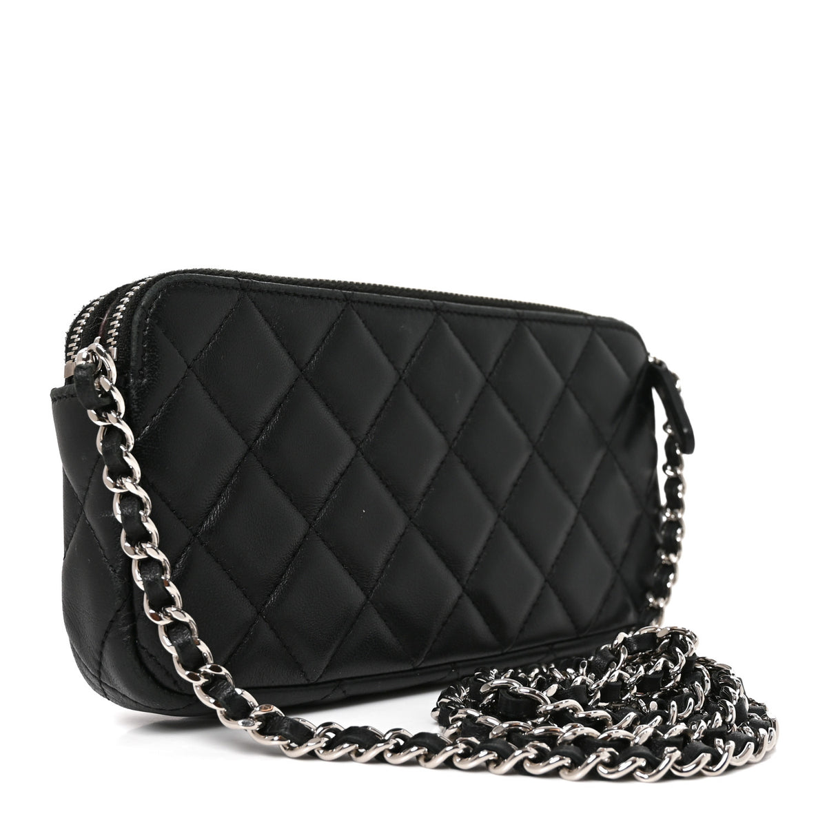 Chanel Lambskin Quilted Small Clutch With Chain Black 2 of 10