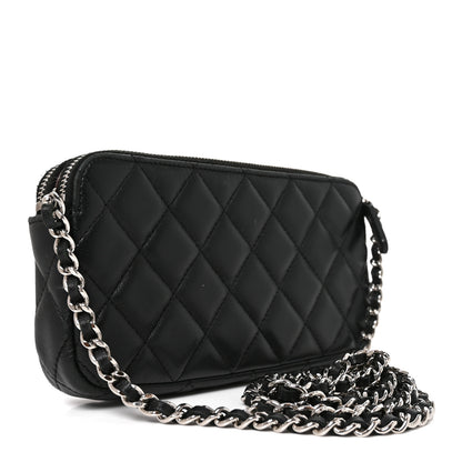 Chanel Lambskin Quilted Small Clutch With Chain Black 2 of 10