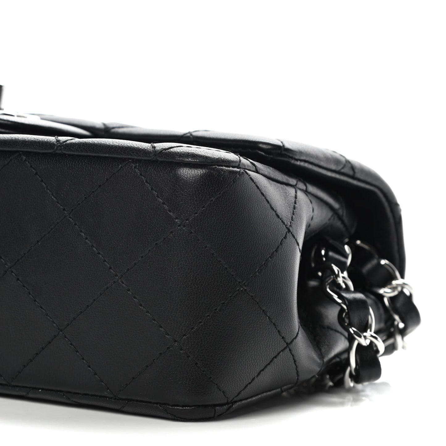 Lambskin Quilted Mini Rectangular Flap Black