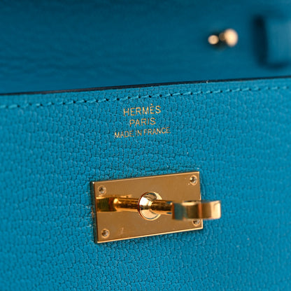 Hermes Chevre Mysore Kelly Wallet To Go Bleu Frida 6 of 7