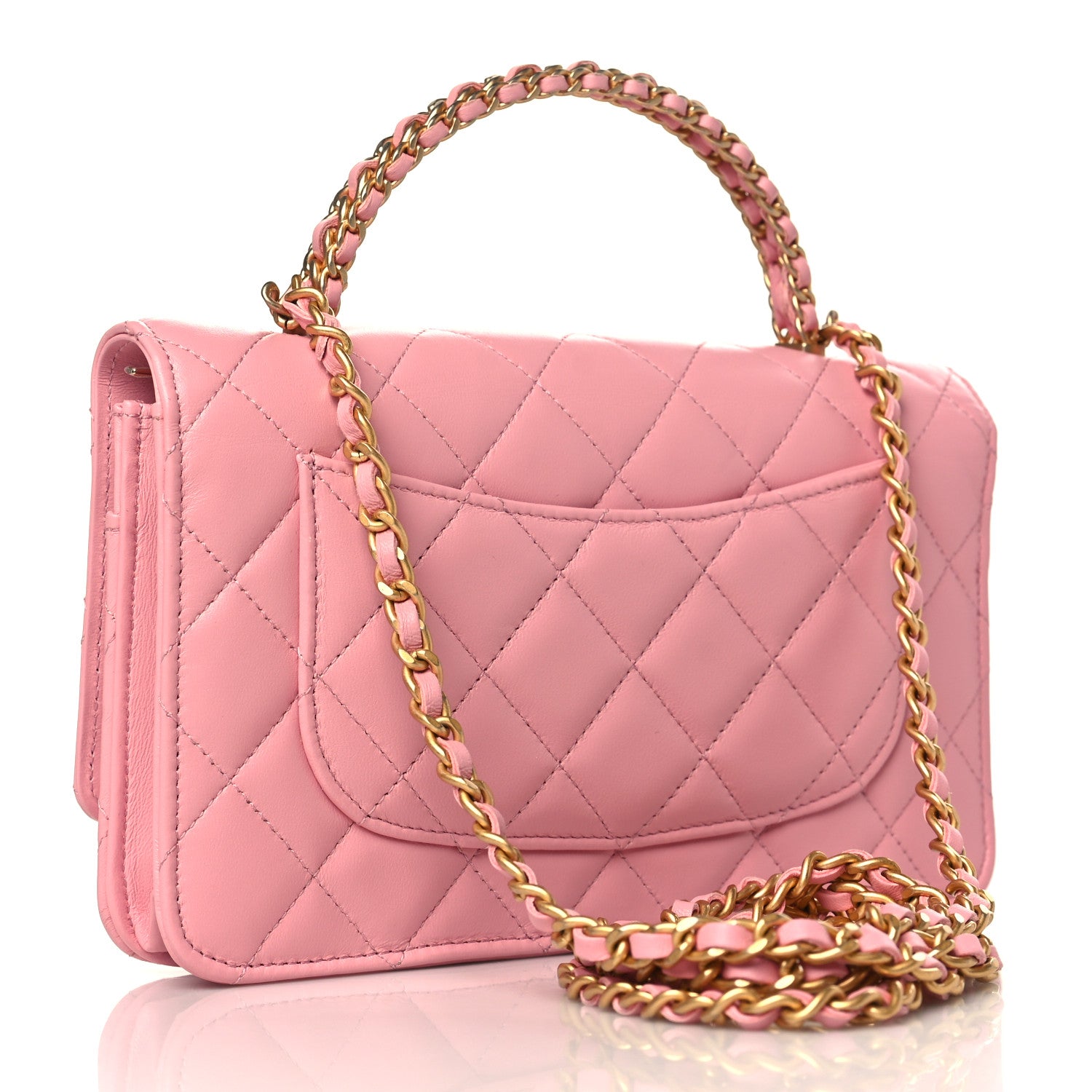 Chanel Lambskin Quilted Pick Me Up Wallet On Chain WOC Light Pink 3 of 11
