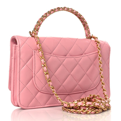 Chanel Lambskin Quilted Pick Me Up Wallet On Chain WOC Light Pink 3 of 11