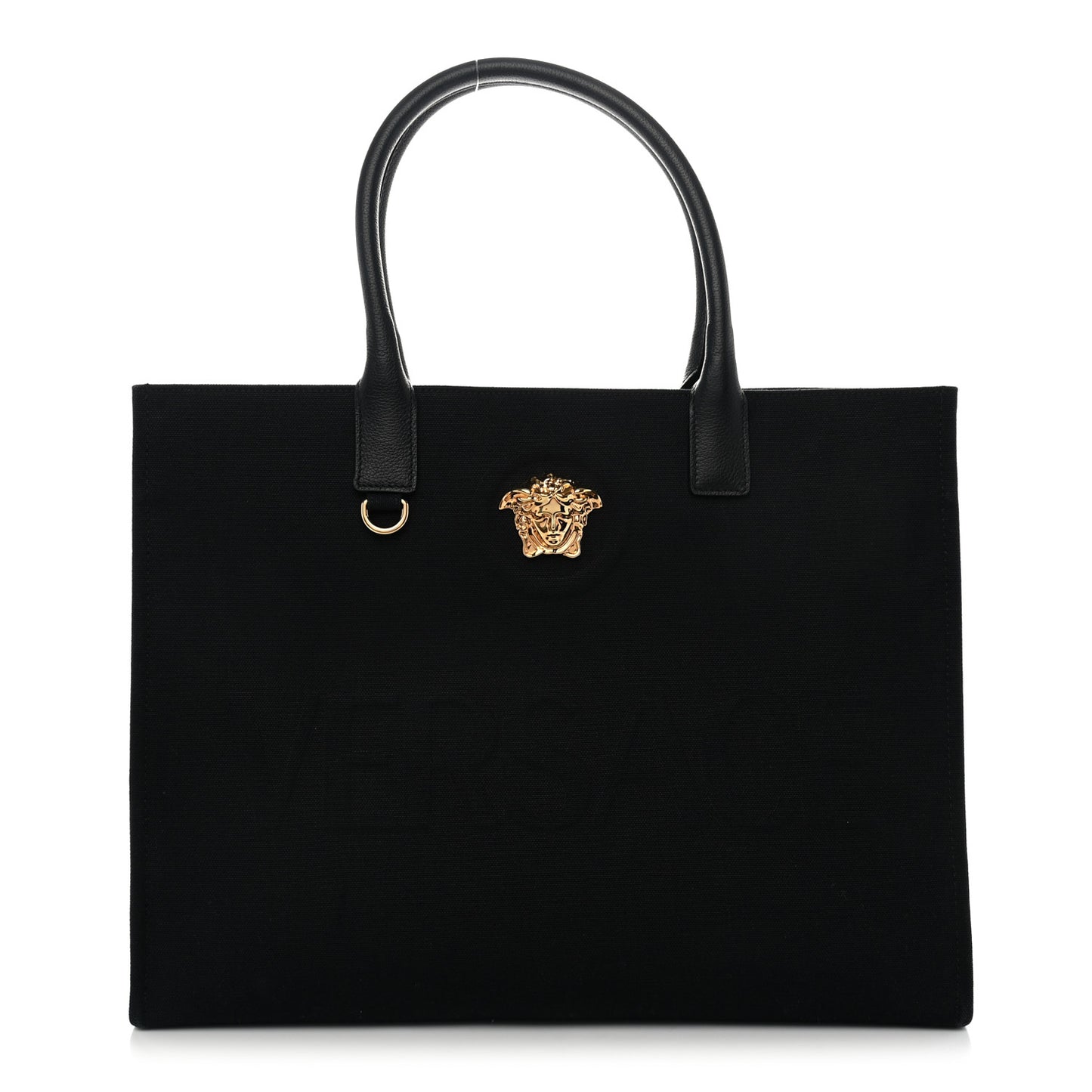 Canvas Calfskin Large La Medusa Tote Bag Black