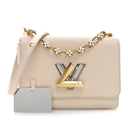 Louis Vuitton Epi Twist Monogram Flower Chain Shoulder Bag MM Quartz White 3 of 10
