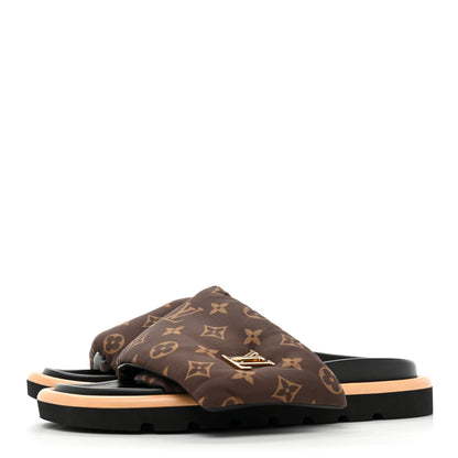Louis Vuitton Nylon Monogram LV Pool Pillow Flat Comfort Mule 41 Cacao Brown 3 of 13