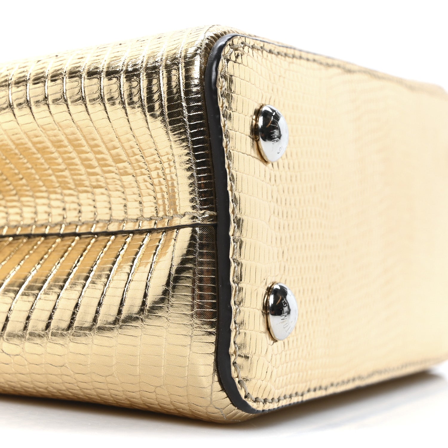 Louis Vuitton Metallic Lizard Capucines Mini Silver Gold 1717156
