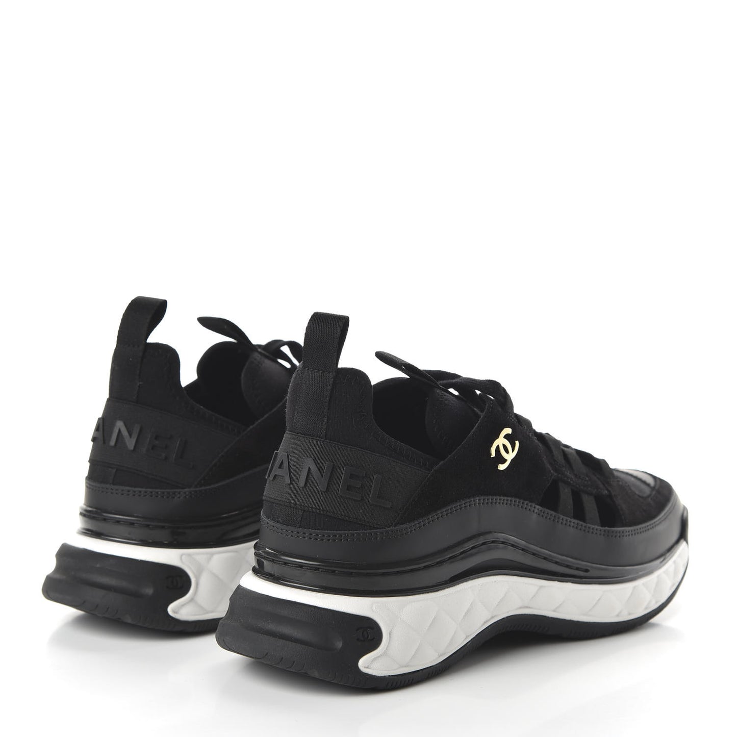 Fabric Calfskin Suede CC Sneakers 39 Black