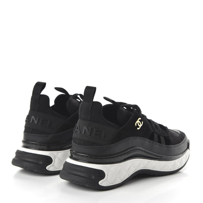 Chanel Fabric Calfskin Suede CC Sneakers 39 Black 4 of 9