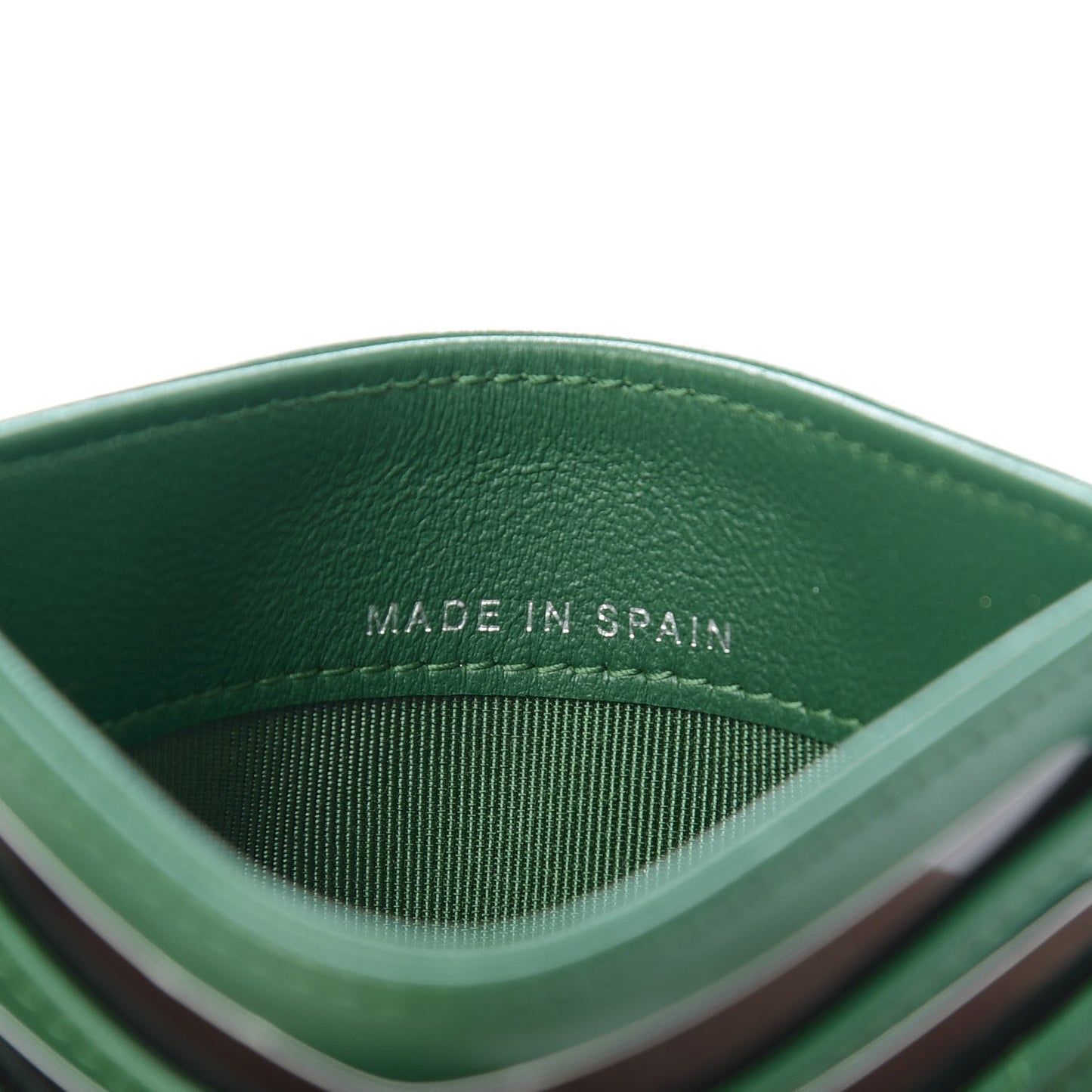 Lambskin Quilted Card Holder Green