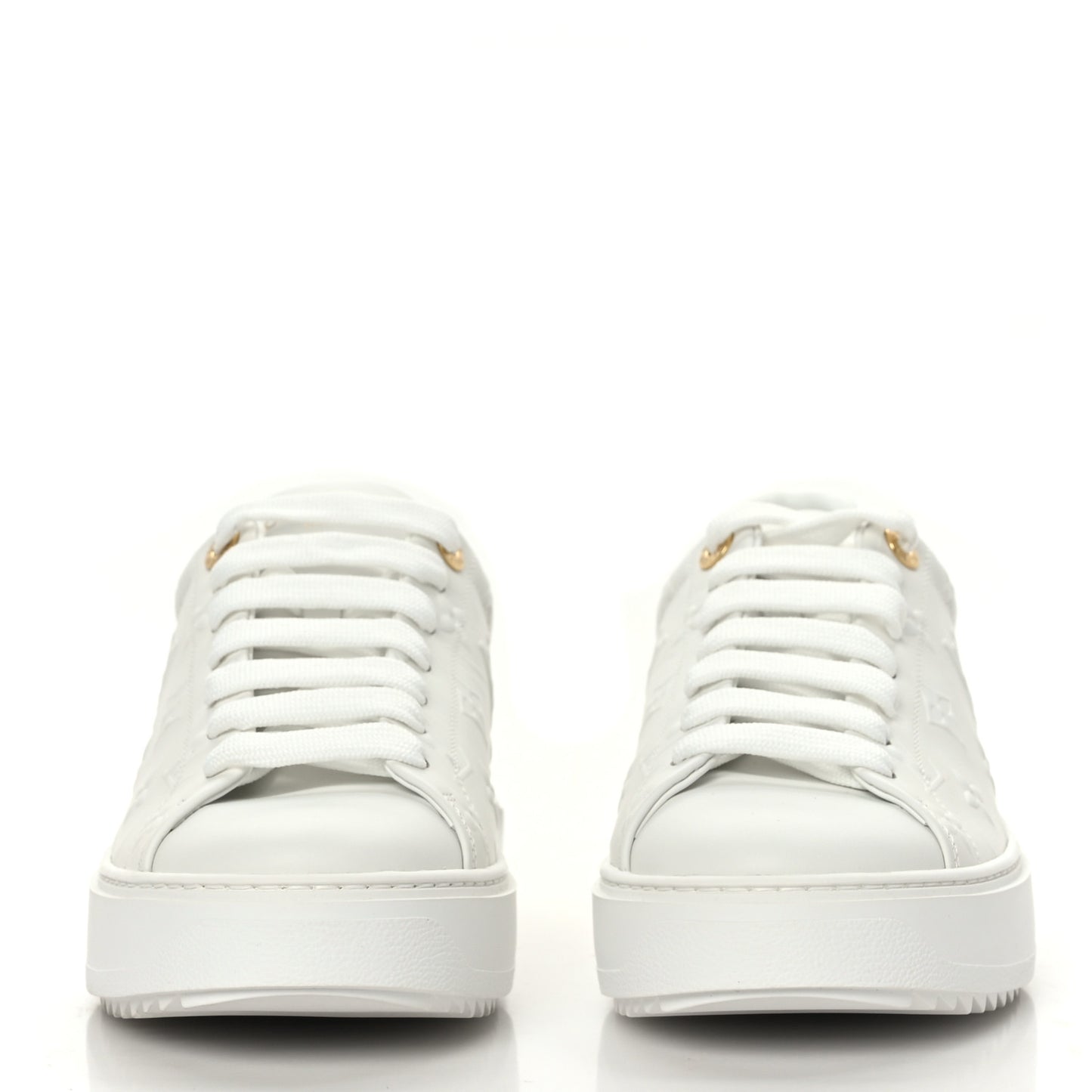 Calfskin Monogram Debossed Time Out Sneakers 38 White