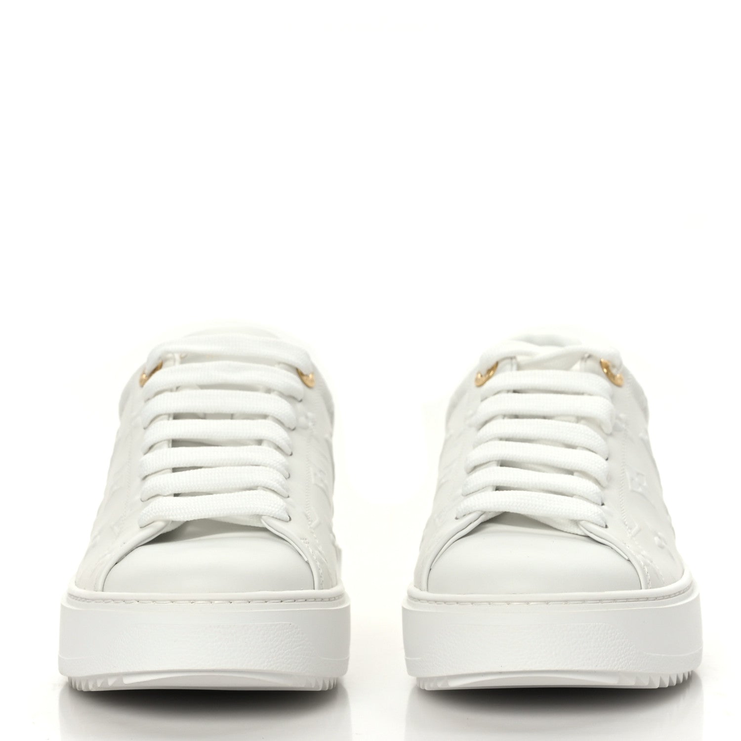 Louis Vuitton Calfskin Monogram Debossed Time Out Sneakers 38 White 2 of 8