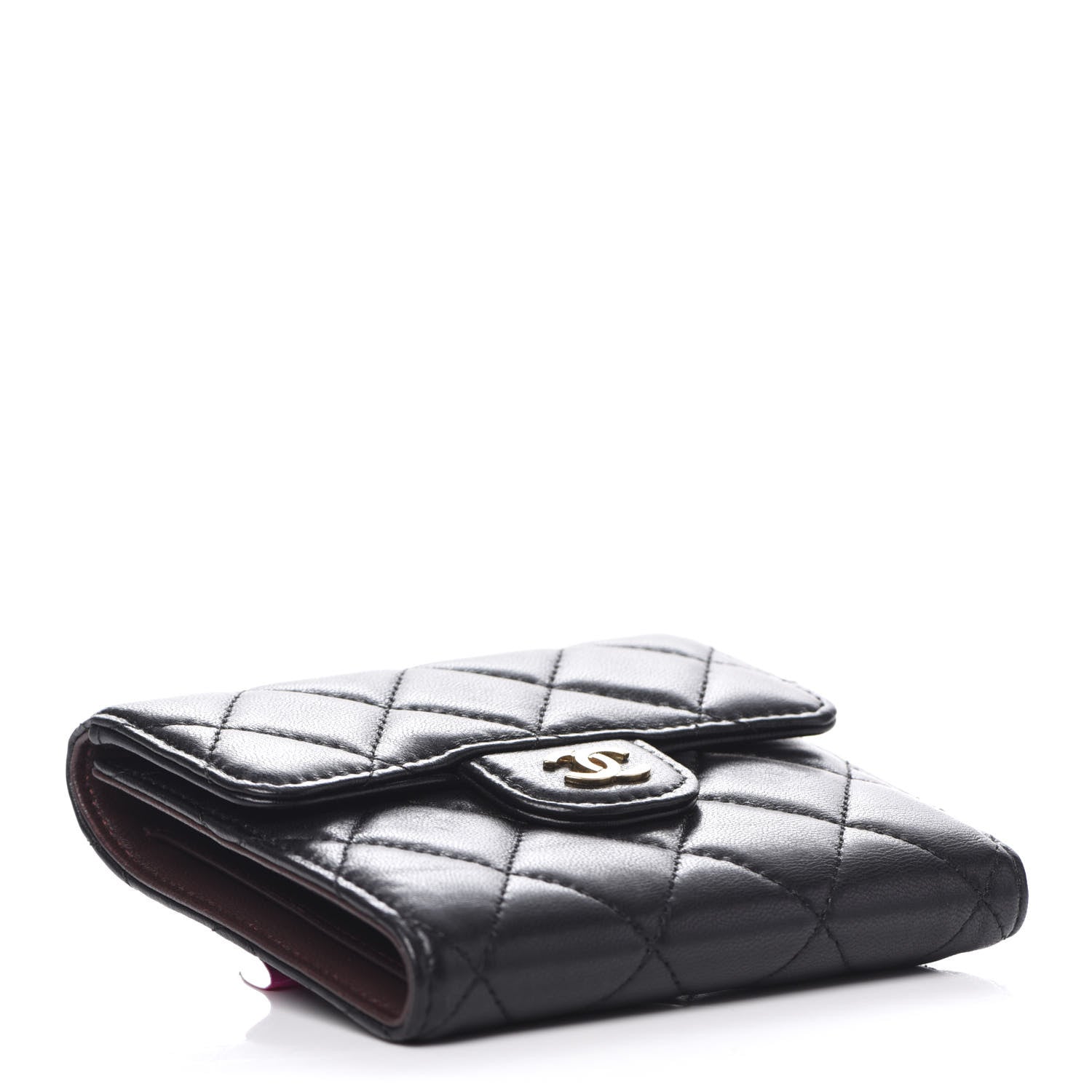 Chanel Lambskin Quilted Compact Flap Wallet Black 4 of 9