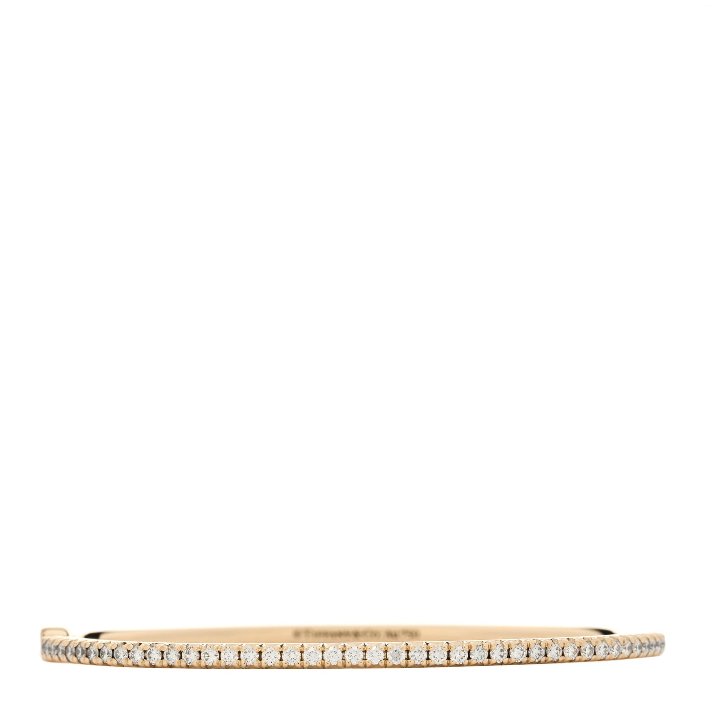 18K Yellow Gold Diamond Metro Hinged Bangle Bracelet