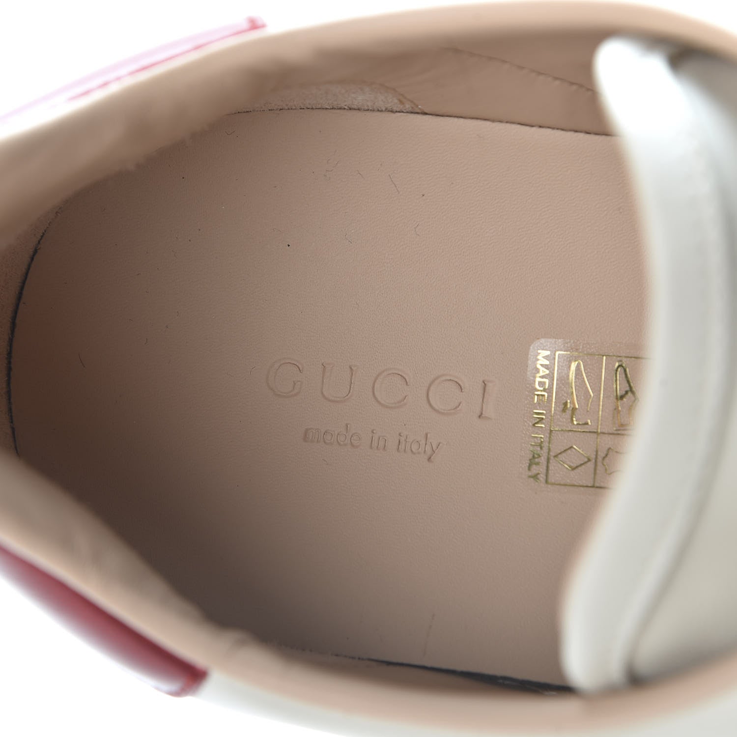 Gucci Calfskin Stripe Womens New Ace Sneakers 41 New Mystic White Ecru Red Flame 8 of 11