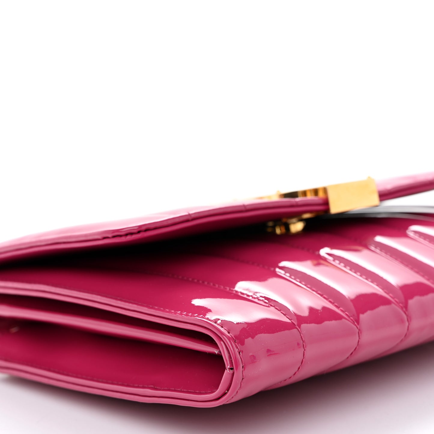 Patent Calfskin Matelasse Monogram Vicky Chain Wallet Bubblegum