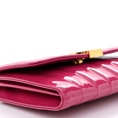 Saint Laurent Patent Calfskin Matelasse Monogram Vicky Chain Wallet Bubblegum 8 of 9