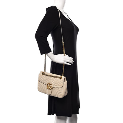 Gucci Calfskin Matelasse Small GG Marmont Shoulder Bag White 2 of 11