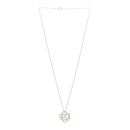 Mikimoto 18K White Gold Diamond Akoya Pearl 7mm Flower Pendant Necklace 3 of 4