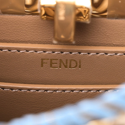 Fendi Vitello King Shiny Nappa Intreccio Petite Peekaboo I SEE U Satchel Sand Beige Blue 6 of 9